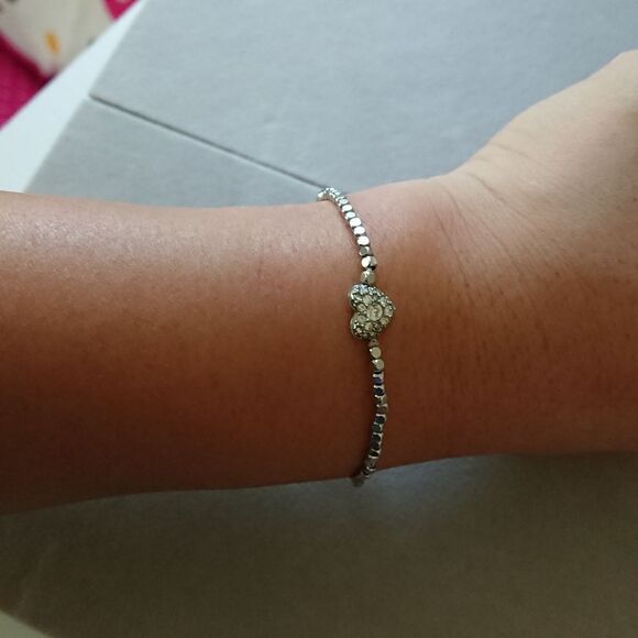 FOSSIL braded with crystals pave heart bracelet - Picture 2 of 9